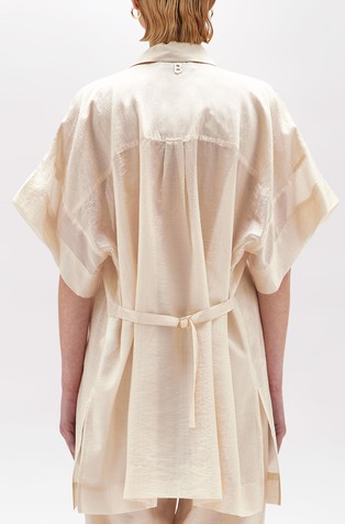 BLUGIRL Relaxed fit daljša srajca s svetlečo zatezno vrvico Bež - Beige 2