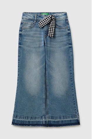 Zvončaste jeans hlače s karirasto pentljo