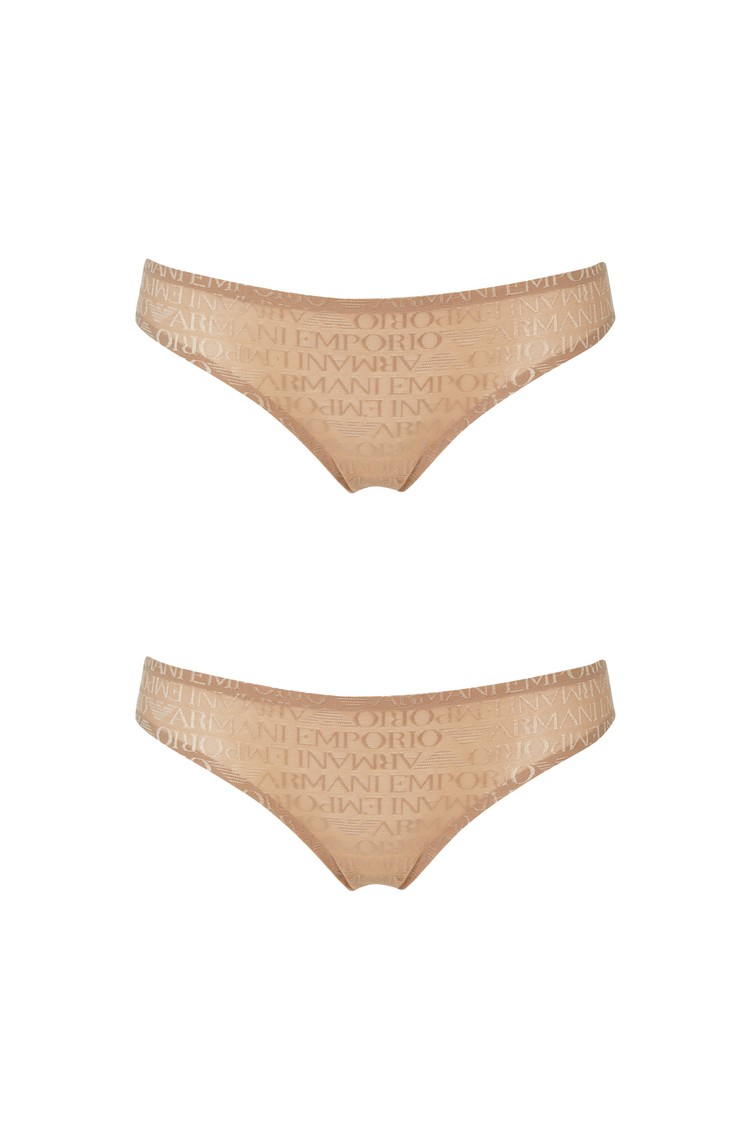 EMPORIO ARMANI ASV Iconic paket 2 spodnjih hlačk z logo vzorcem Bež - Beige 