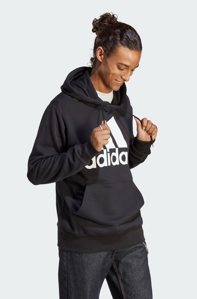 ADIDAS Essentials pulover s kapuco in velikim logotipom Črna - Black 