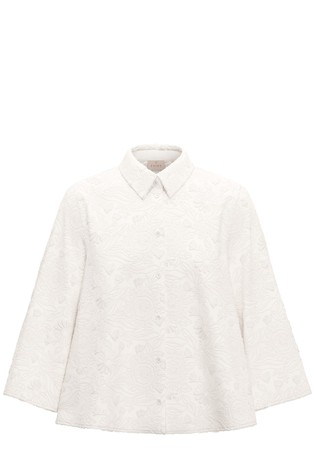 Cotton muslin shirt with embroidered pattern