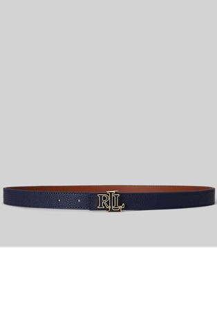 Obojestranski ozek usnjen pas z logo zaponko