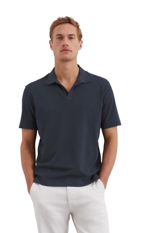 Regular fit polo majica iz organskega bombaža in lana