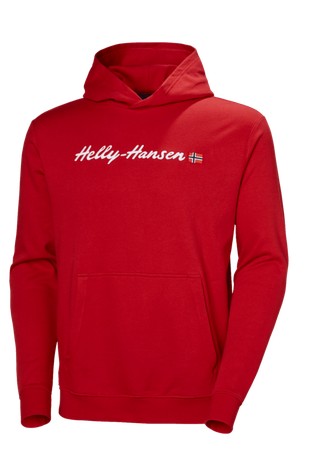 HELLY HANSEN Core logo pulover s kapuco iz bombažne mešanice Rdeča - Red 5