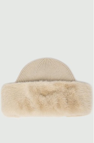 Faux-fur trimmed hat