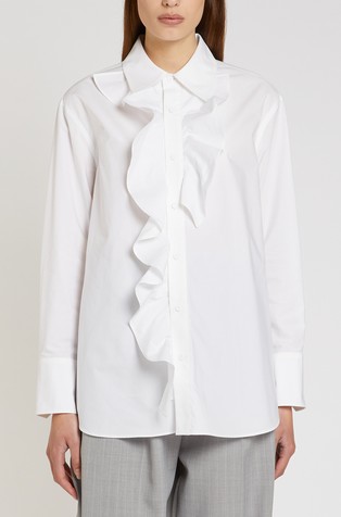 Ruched cotton poplin shirt