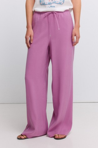 Wide leg modal-blend trousers