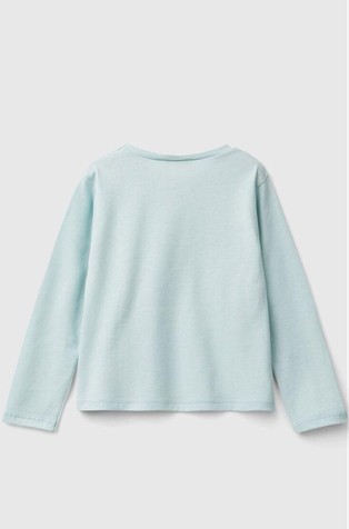 BENETTON Majica s potiskom in aplikacijo iz tila Modra - Aqua 2