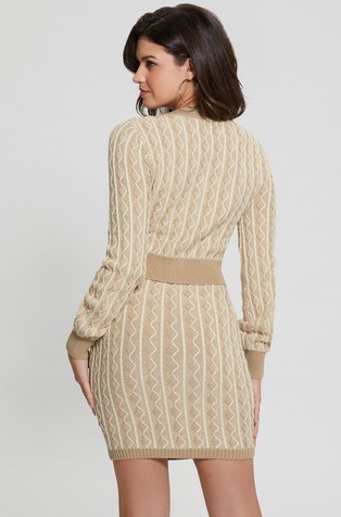 GUESS Cropped viscose-blend knitted cardigan Beige 2