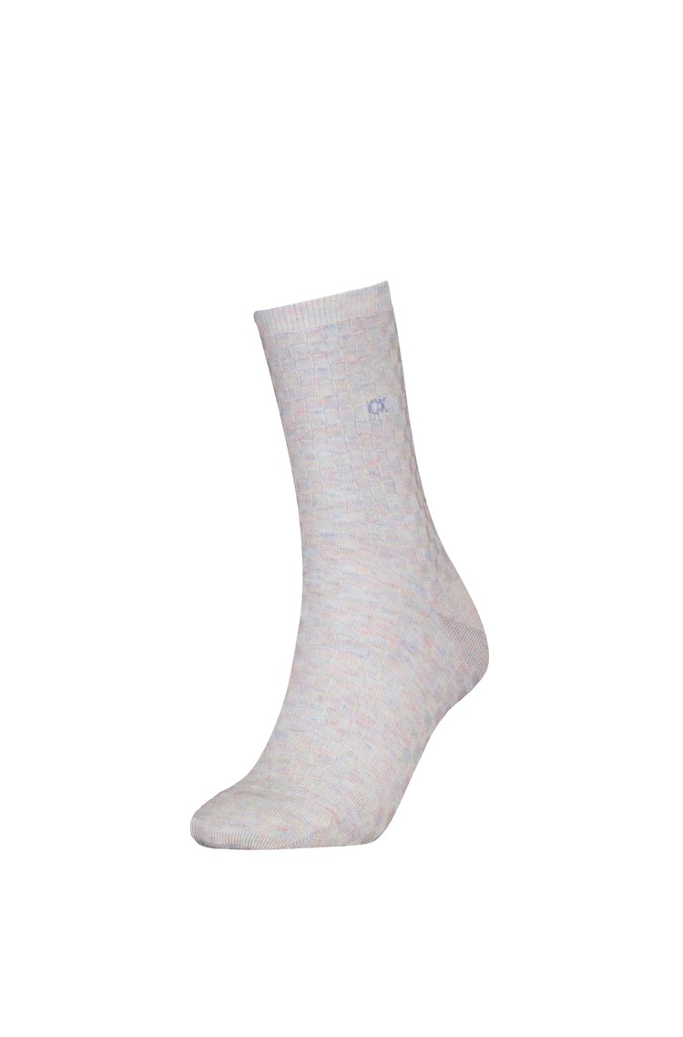 CALVIN KLEIN Crew Socks in Textured Viscose Blend Gray 
