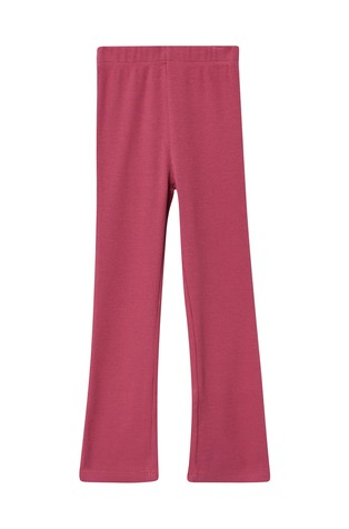 Stretchy ribbed cotton blend leggings with a flared leg