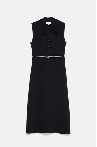 Sleeveless wool midi dress