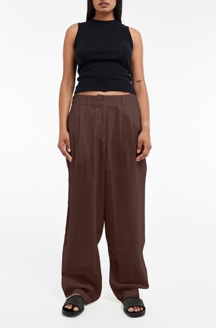 TSBINA barrel fit trousers in linen and viscose