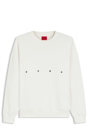 Oversize fit bombažen pulover s potiskom na hrbtu
