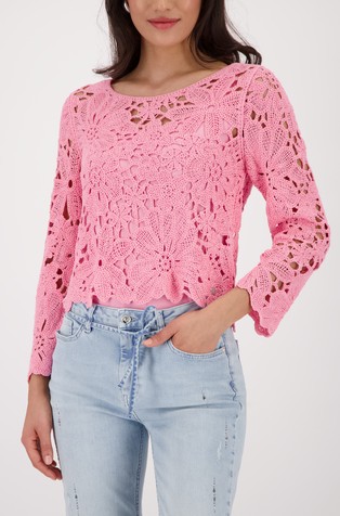 Viscose jumper with cornelly crochet pattern