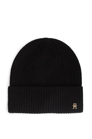 Cashmere TH Monogram Plaque Beanie
