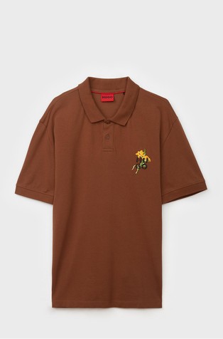 Bombažna piké polo majica z umetniškim potiskom zloženega logotipa