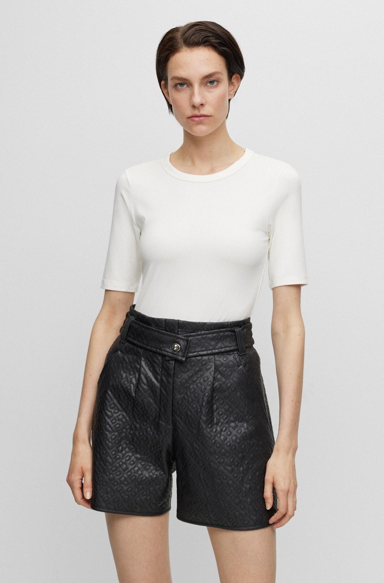 HUGO BOSS Slim fit majica iz mešanice modala Bela - Open White 