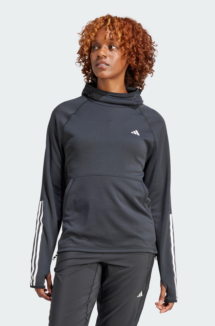 ADIDAS Own the Run 3-Stripes Running Hoodie Black 