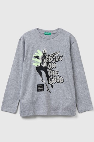 Bombažna majica z dolgimi rokavi in potiskom