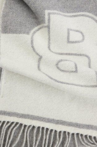 HUGO BOSS Wool-blend scarf with Double B monogram Grey 2