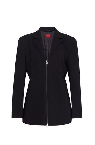 Long blazer with zip and mesh inserts