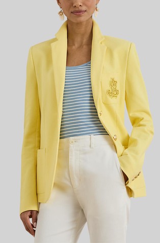 Logo patched jacquard blazer