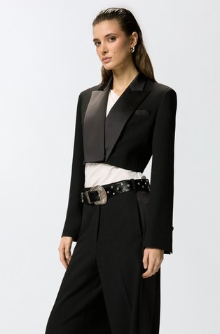 Cropped suknjič s satenastimi detajli