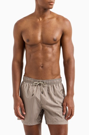 Two-tone striped swim shorts