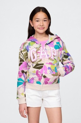 Kids Relaxed Gap Logo Print Zip Hoodie