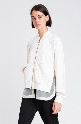 Zip-thru with embroidery and organza insert