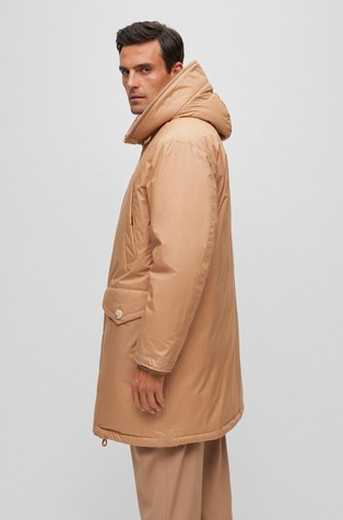 HUGO BOSS Vodoodbojna bombažna puhovka v slogu parke Bež - Beige 3