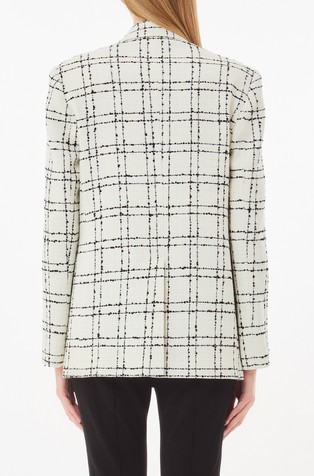 LIU JO Oversized fit karirast suknjič z dvorednim zapenjanjem Bela - White / Black 2