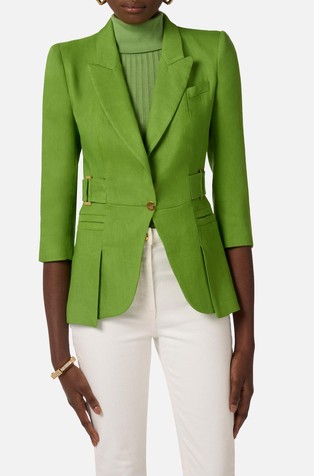 Suknjič iz lanene mešanice s 3/4 rokavi