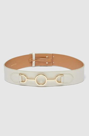 Wide leather belt with metal detail