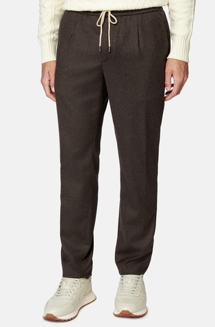 Drawstring trousers in wool flannel