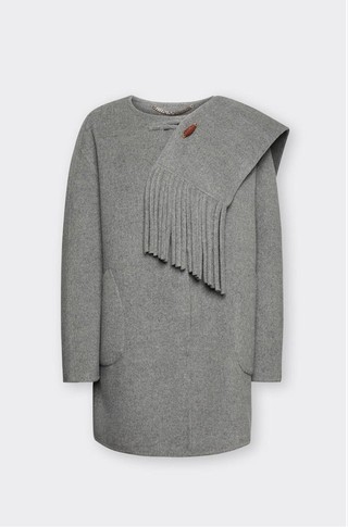 Wool blend coat with scarf
