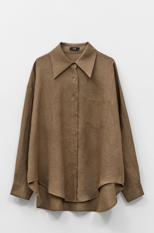 Lanena srajca s prsnim žepom