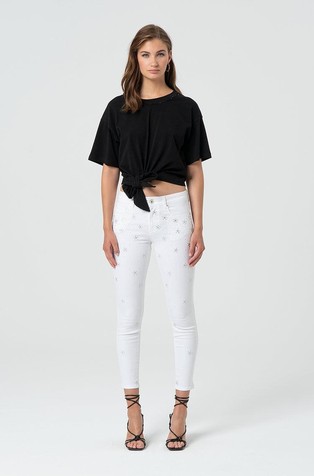 Push-up slim fit jeans with rhinestones