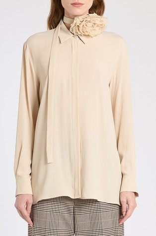 Silk-blend shirt with lace flower