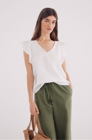 Bluza s plapolajočimi kratkimi rokavi