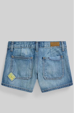 RALPH LAUREN Bombažne denim kratke hlače z našitki Modra - Blue 2