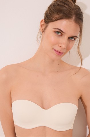 WOMEN'SECRET Modrček iz mikrofibre in čipke z zebrastim vzorcem ter odstranljivimi naramnicami Bela - Cream 4