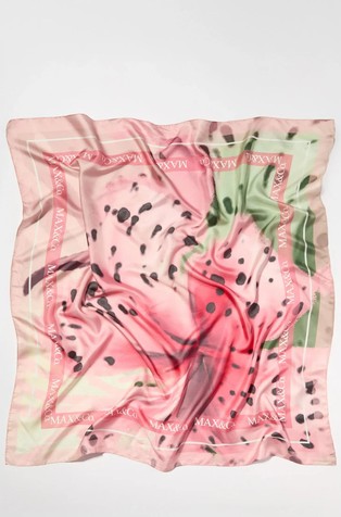 Patterned silk-twill scarf