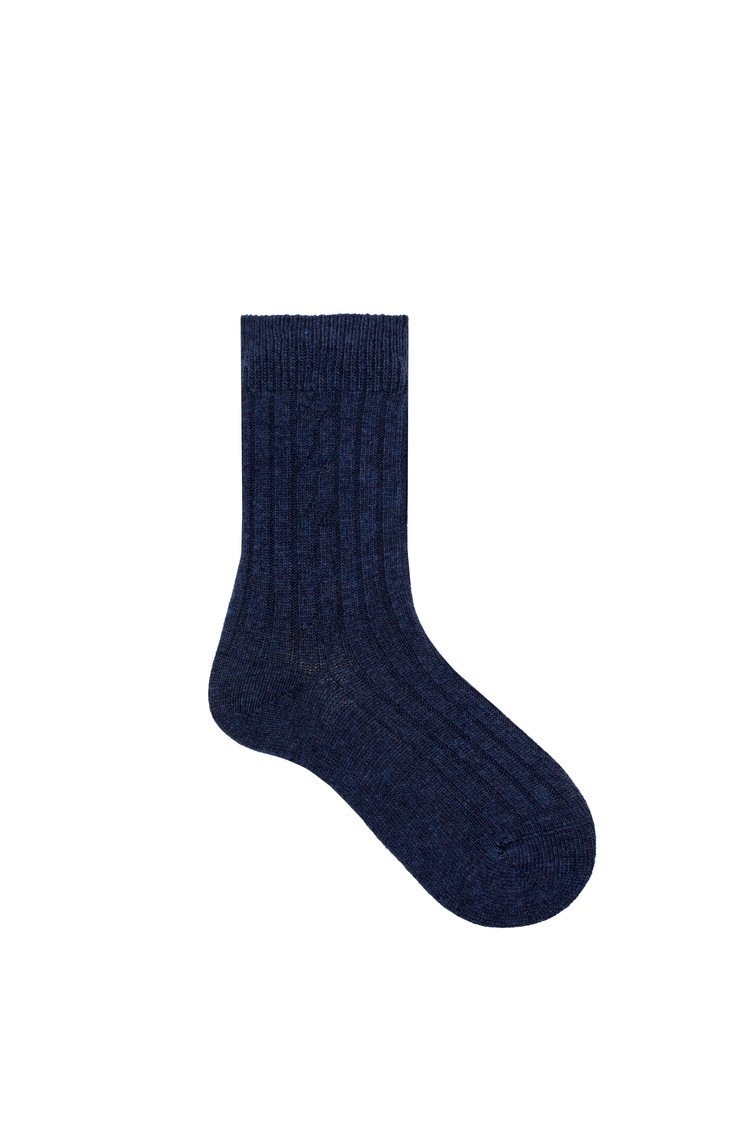 KUNERT Cosy teksturirano pletene nogavice iz volnene mešanice Modra - Blue 