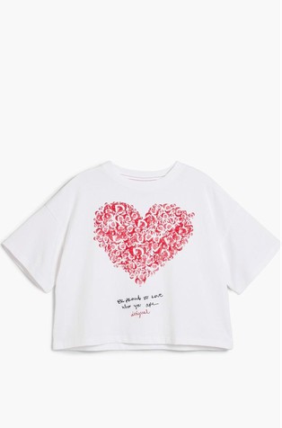 Oversize fit majica s kratkimi rokavi in potiskom srca