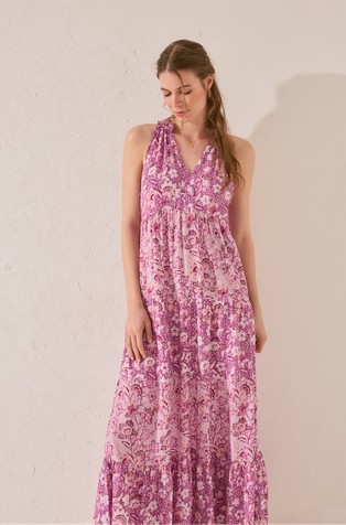 WOMEN'SECRET Long dress in patterned viscose Purple 4