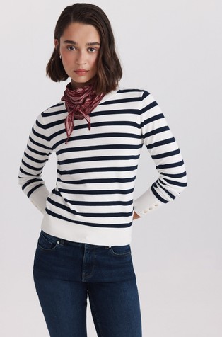Knit striped jumper with buttons
