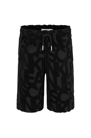 CALVIN KLEIN Kratke hlače iz bombažne mešanice s frotirastim vzorcem Črna - Black 4