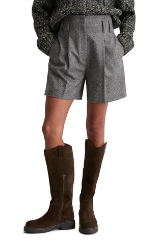 Regular fit tvidaste kratke hlače iz volnene mešanice